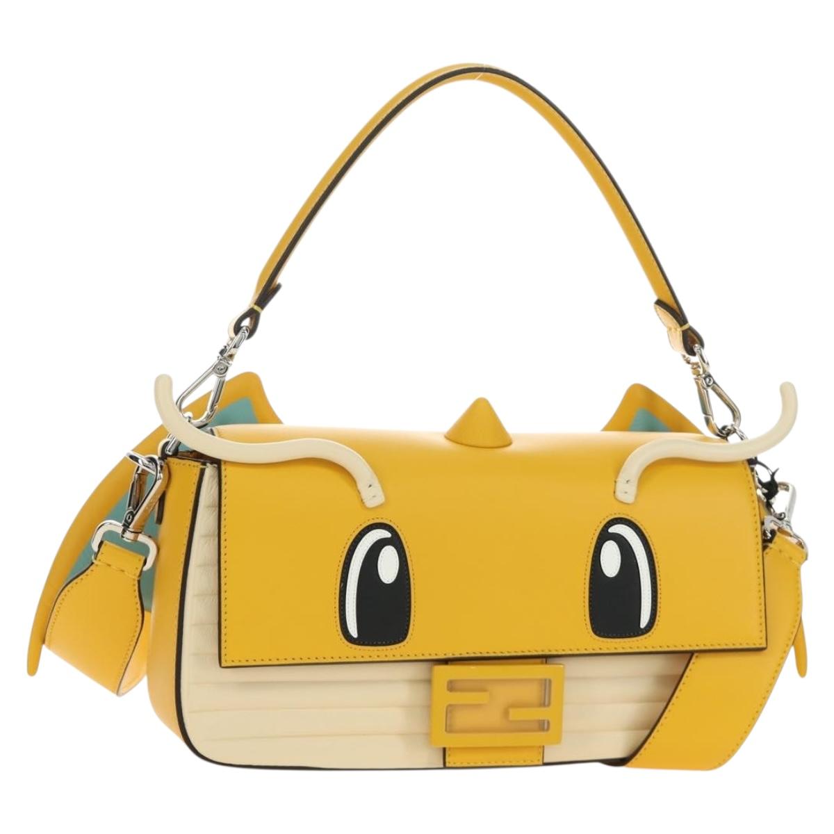FENDI Dragonite FENDIxFRGMTxPOKÉMON Mamma Baguette Bag Leather Auth 167404SM