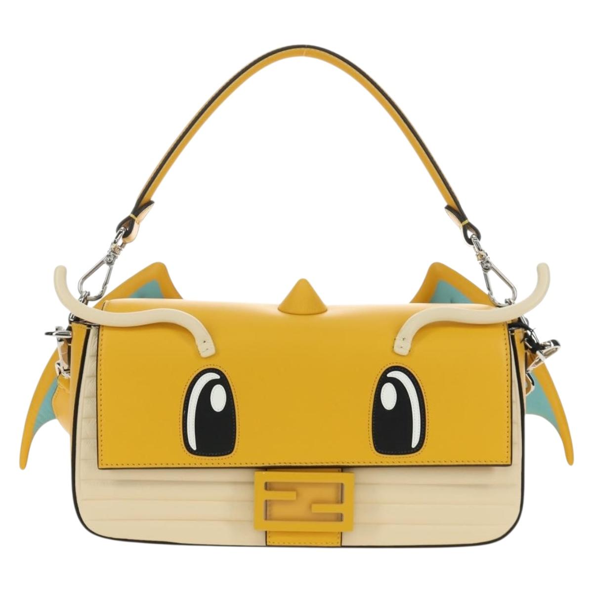 FENDI Dragonite FENDIxFRGMTxPOKÉMON Mamma Baguette Bag Leather Auth 167404SM