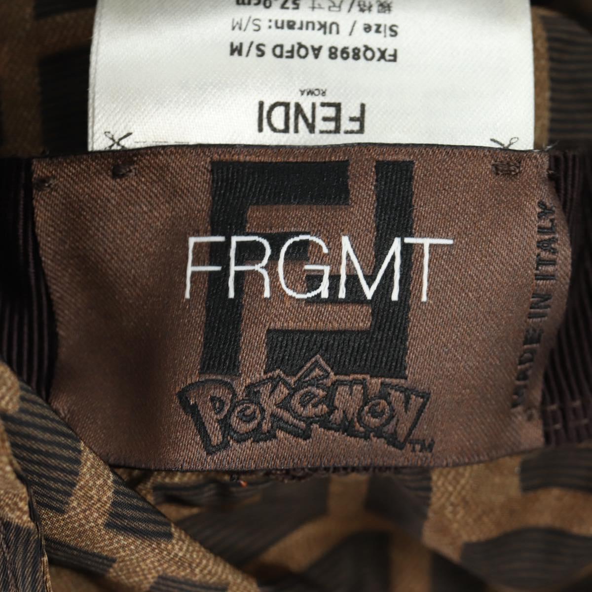 FENDI x FRGMT x POKÉMON ZUCCA Canvas Bucket Hat Mini-Dragon Brown Auth 167411SM