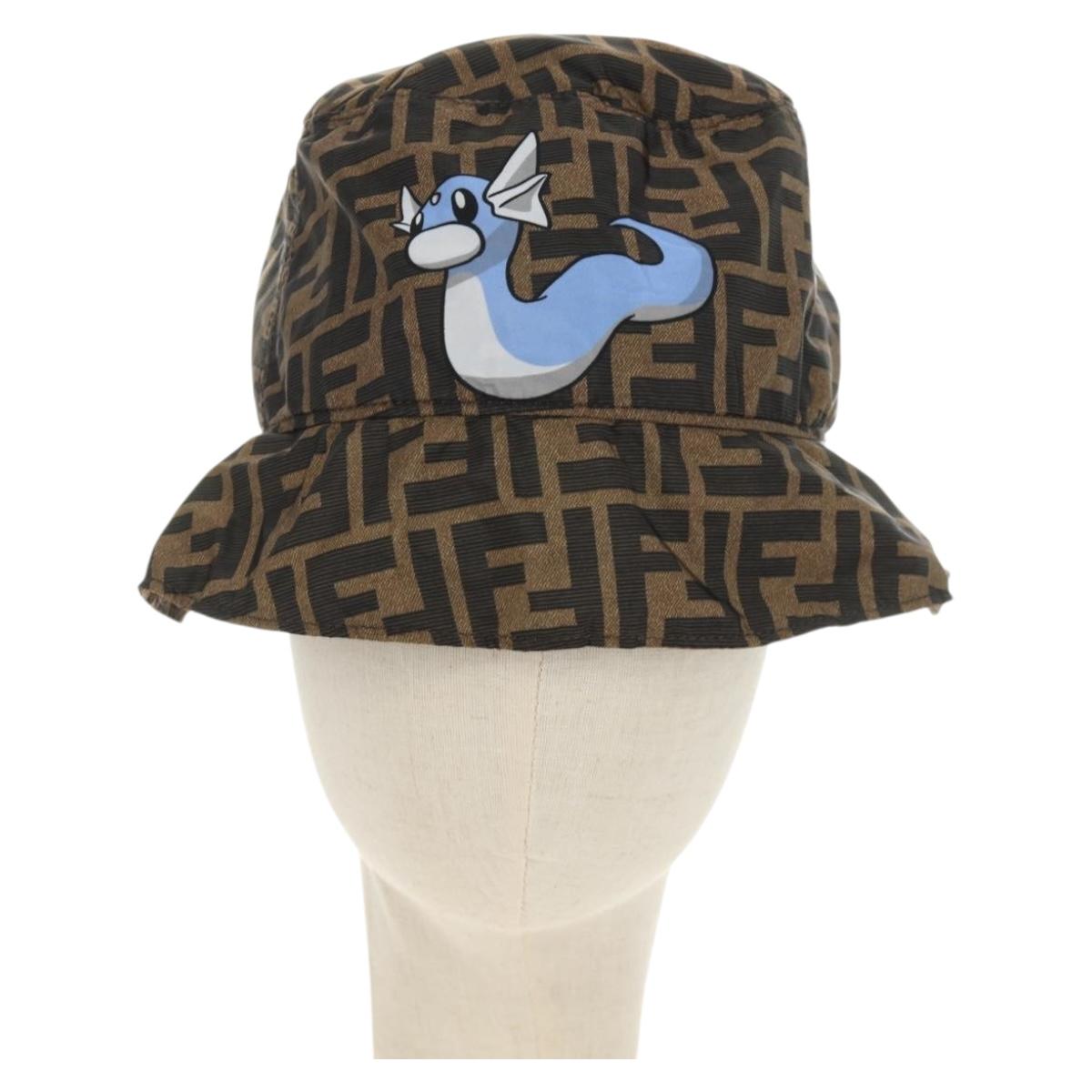 FENDI x FRGMT x POKÉMON ZUCCA Canvas Bucket Hat Mini-Dragon Brown Auth 167411SM