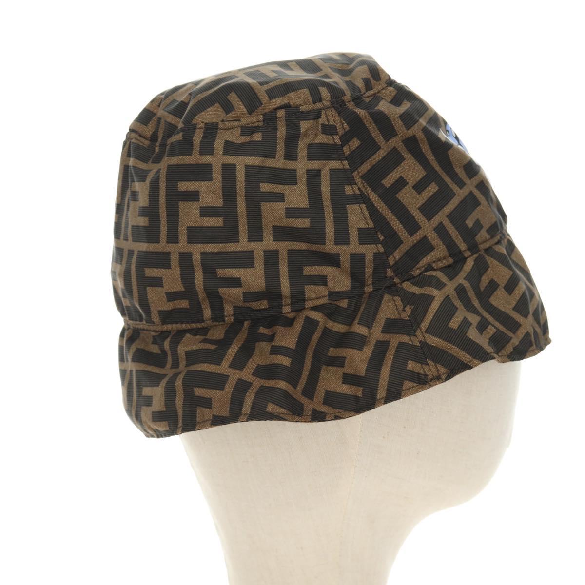 FENDI x FRGMT x POKÉMON ZUCCA Canvas Bucket Hat Mini-Dragon Brown Auth 167411SM