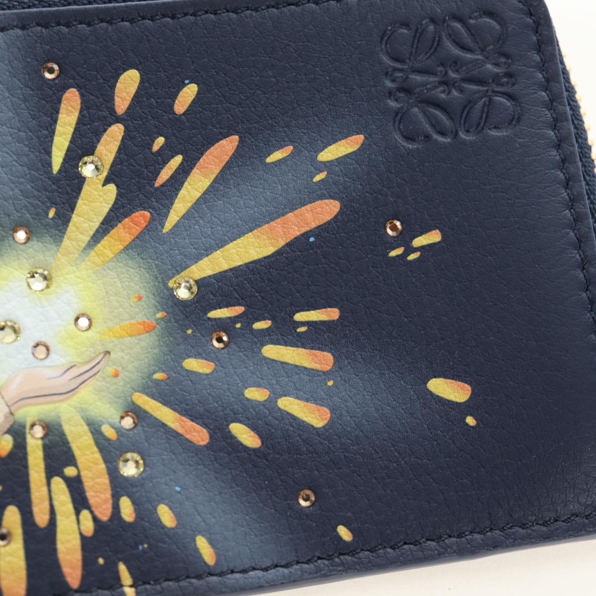 LOEWE × Studio Ghibli Howl's Moving Castle Card Case Leather Navy Auth 167414SM