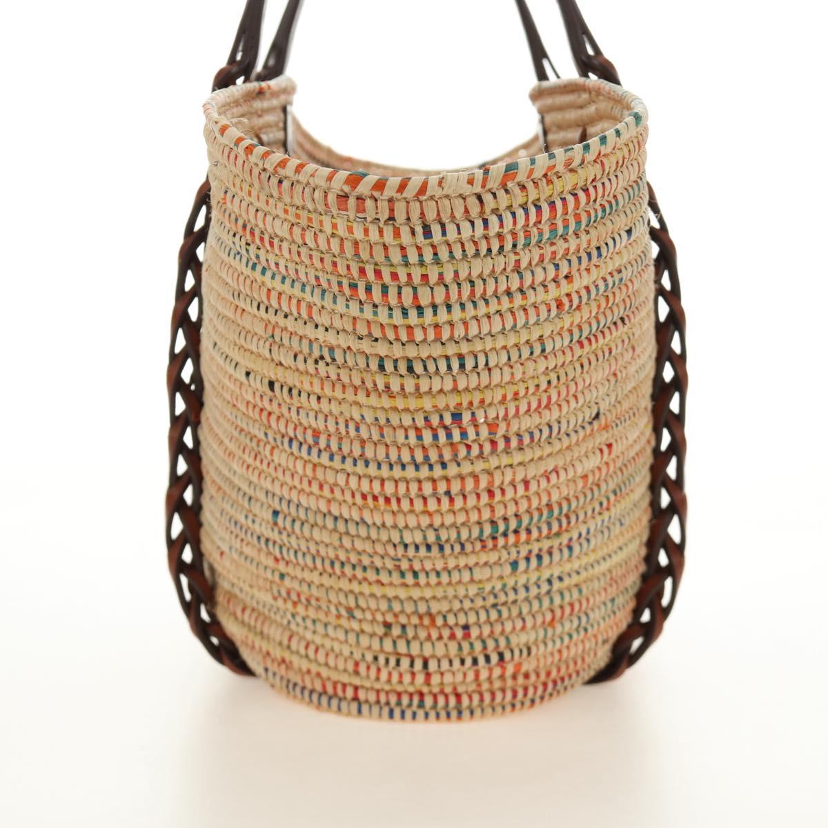 PRADA Tote Bag Raffia Beige Auth 167416SM
