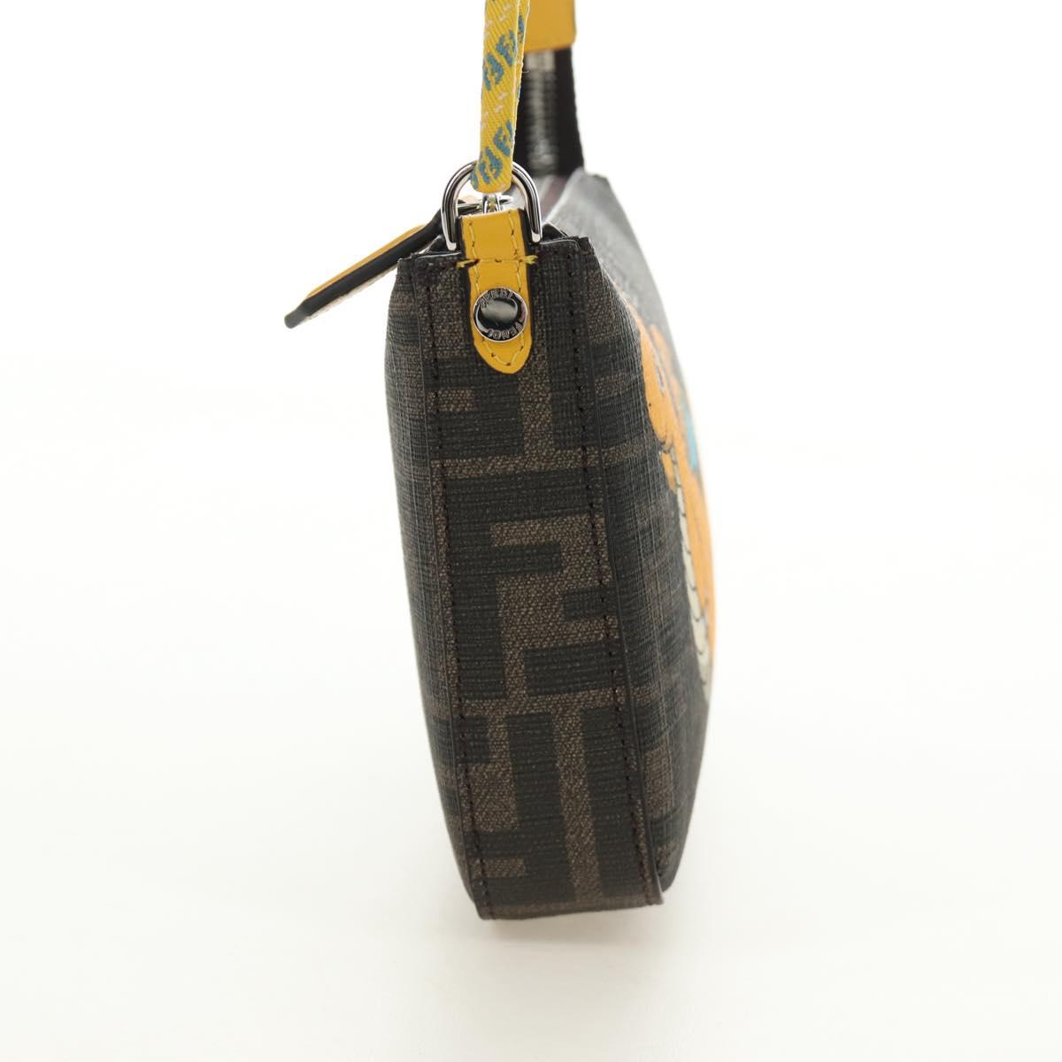 FENDI Dragonite Zucca Canvas FRGMT POKÉMON Bag Black Silver Brown Auth 167417SM