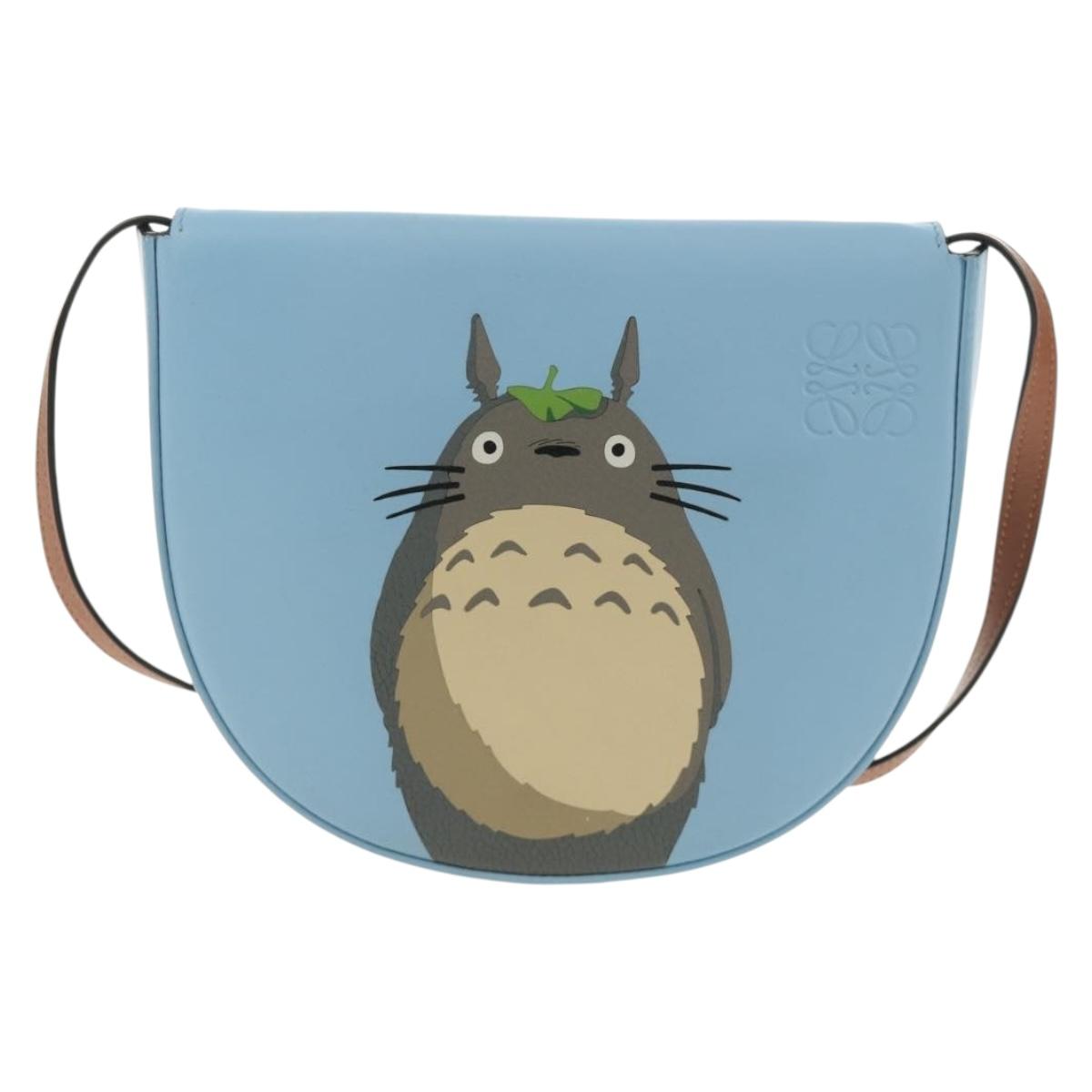 LOEWE × Studio Ghibli My Neighbor Totoro Heel Pouch Leather Blue Auth 167429SM