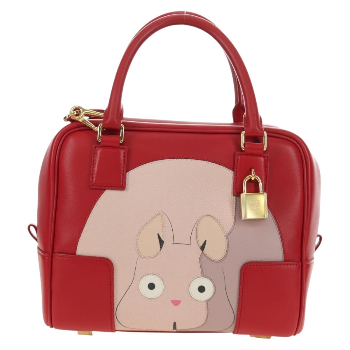 LOEWE × Studio Ghibli Amazona 19 Baby Mouse Hand Bag Leather Red Auth 167438SM