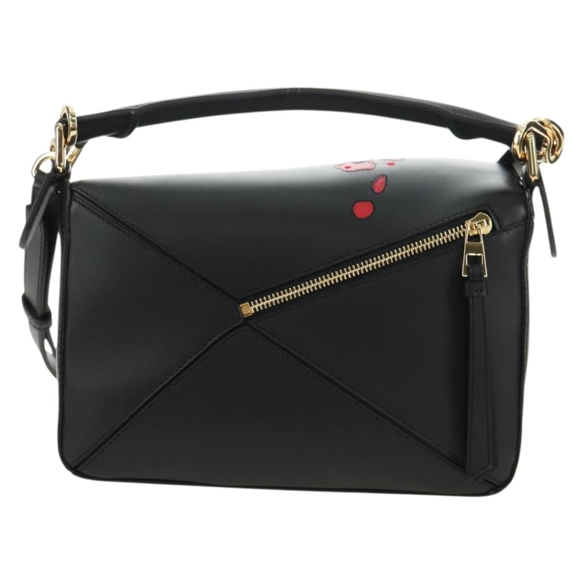 LOEWE × Studio Ghibli Puzzle Bag Calcifer Hand Bag Leather Black Auth 167439SM