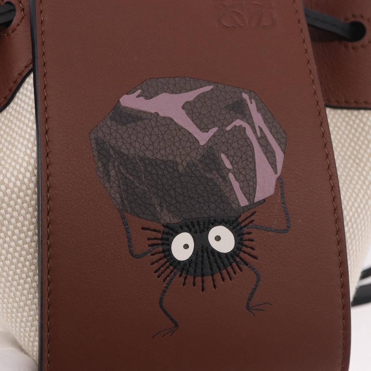 LOEWE × Ghibli Mini Hammock Soot Sprites Hand Bag Leather Brown Auth 167441SM