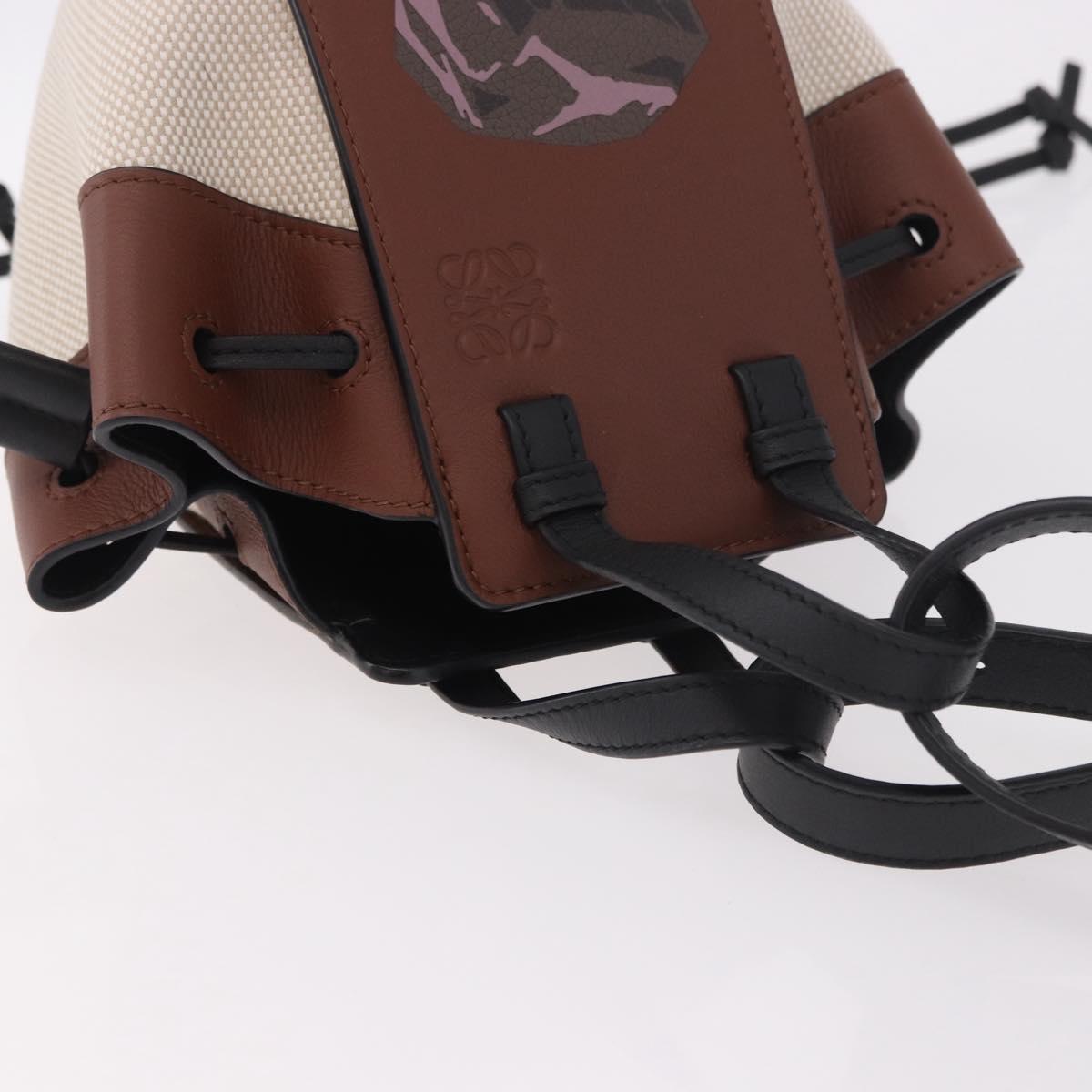 LOEWE × Ghibli Mini Hammock Soot Sprites Hand Bag Leather Brown Auth 167441SM