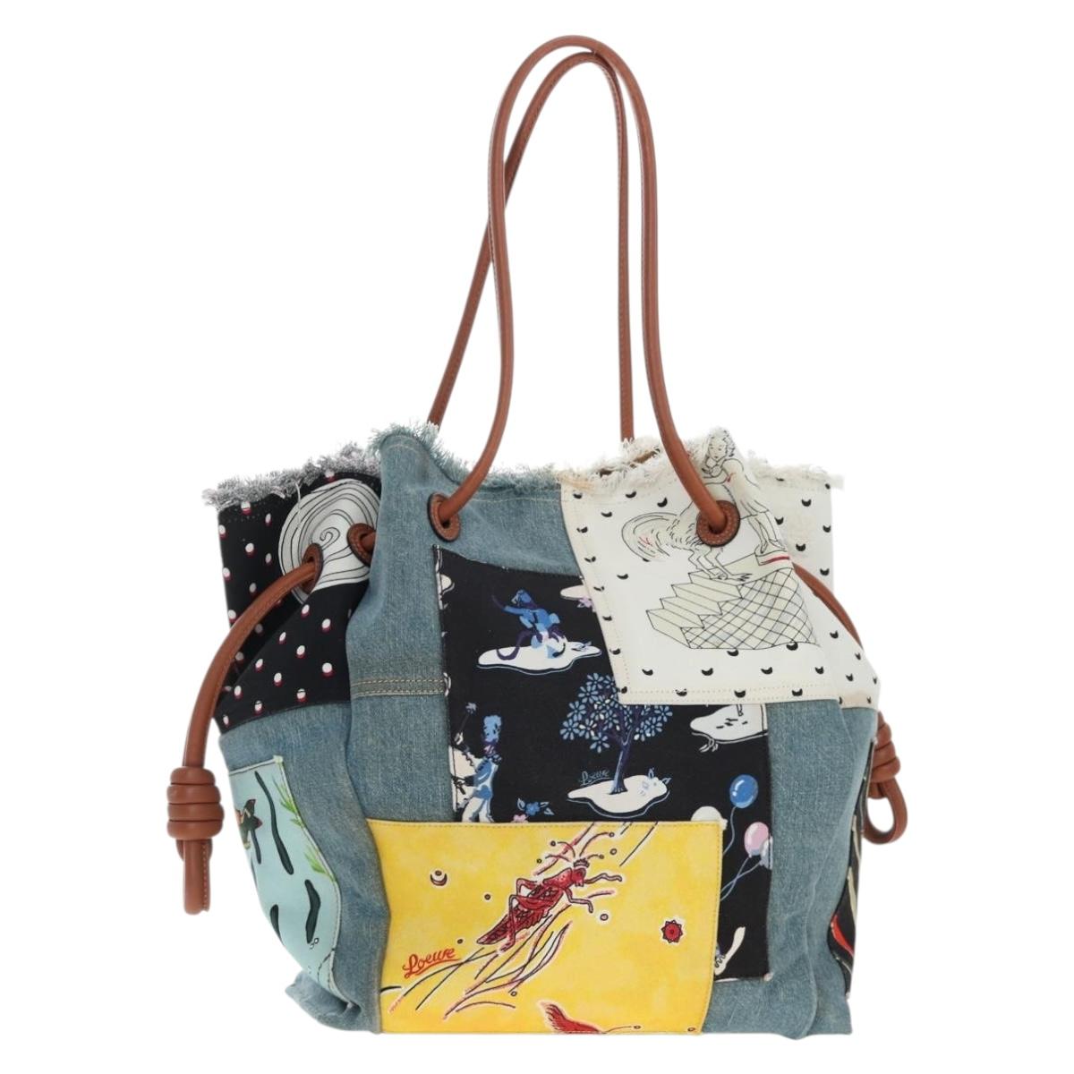 LOEWE x Paula's IBIZA Collection Flamenco Knots Denim Blue Brown Auth 167453V