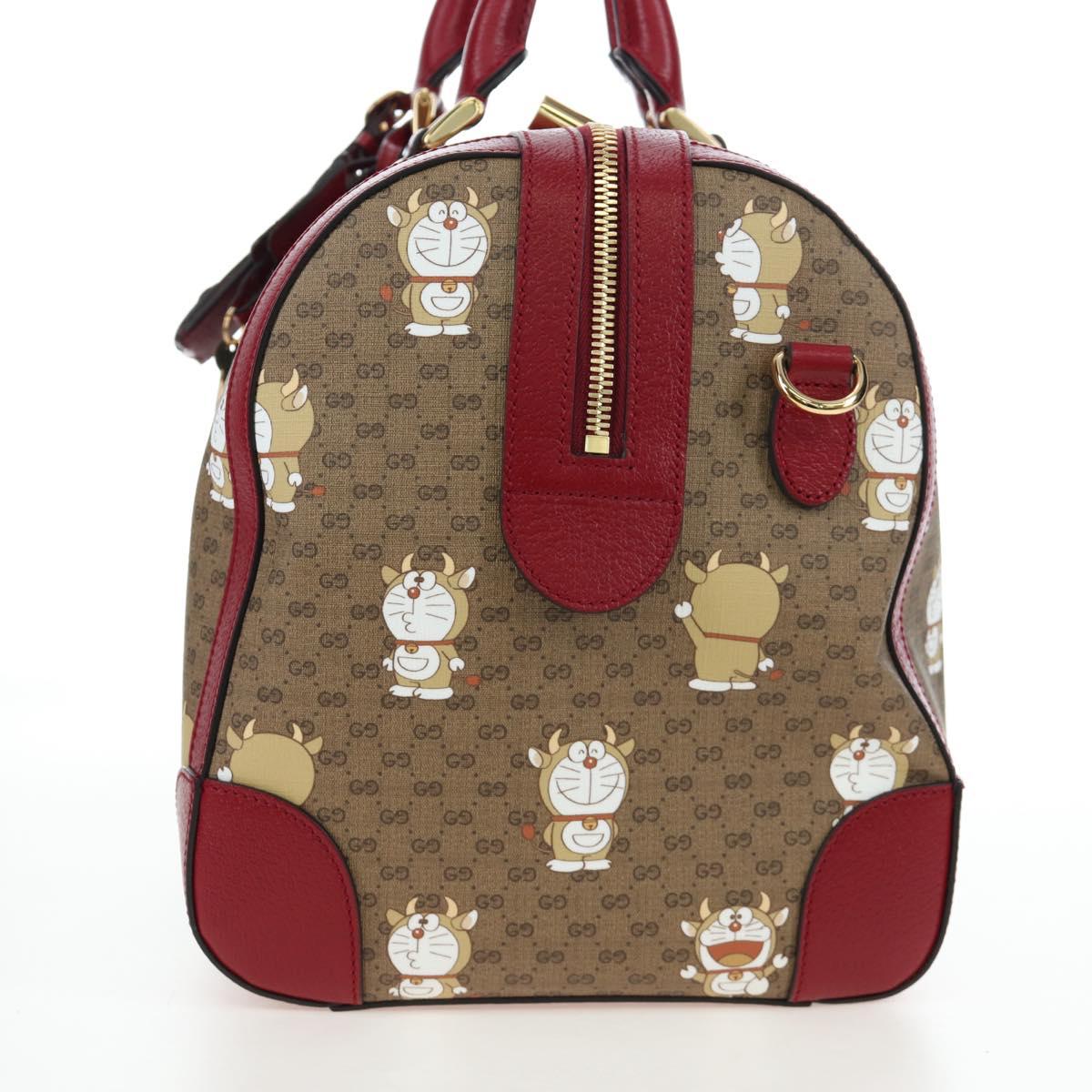 GUCCI x Doraemon Micro GG Boston Bag PVC Leather Beige 647815 Auth 167459SM