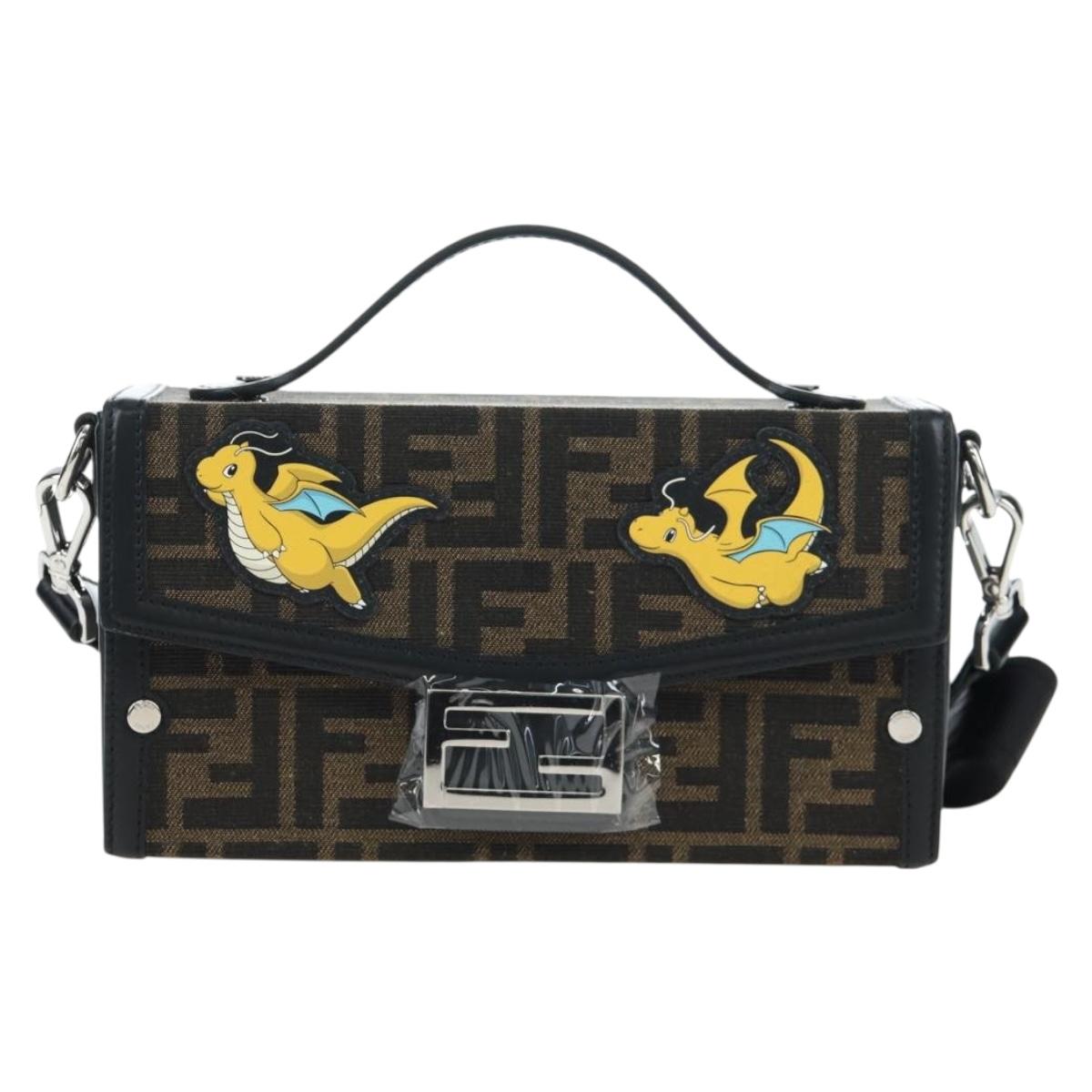 FENDI x FRGMT x POKEMON Soft Trunk Brown Silver 7VA565 Auth 167466SM