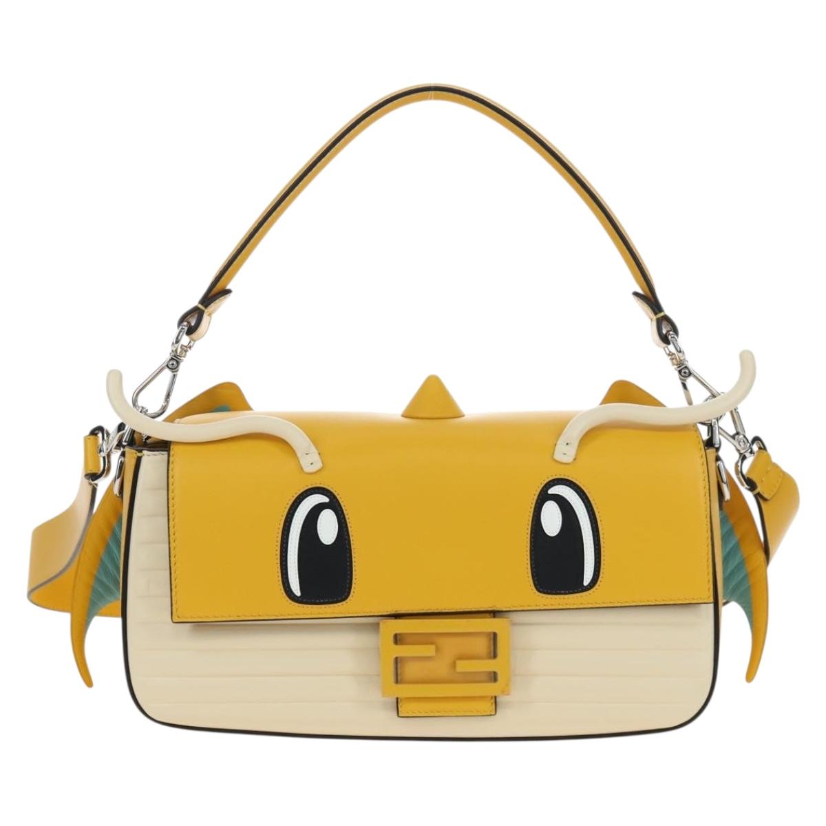 FENDI x FRGMT x POKEMON Dragonite Mamma Baguette Yellow 8BR600 Auth 167467SM