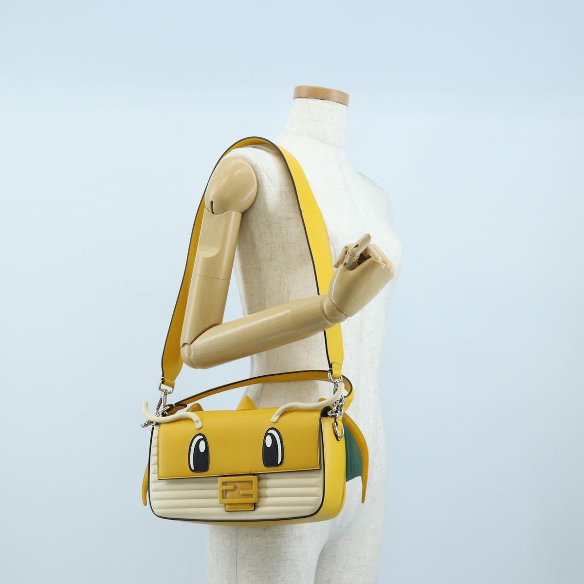 FENDI x FRGMT x POKEMON Dragonite Mamma Baguette Yellow 8BR600 Auth 167467SM