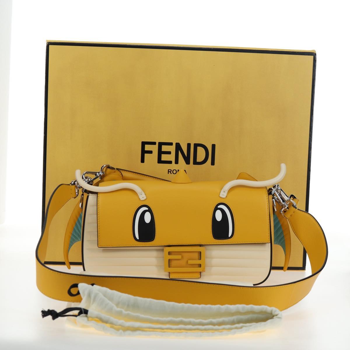 FENDI x FRGMT x POKEMON Dragonite Mamma Baguette Yellow 8BR600 Auth 167467SM