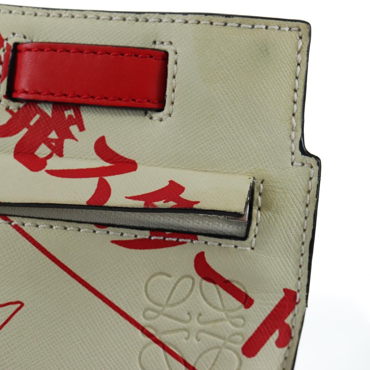 LOEWE Gundam Shoulder Bag Leather Beige Red Auth 167470M
