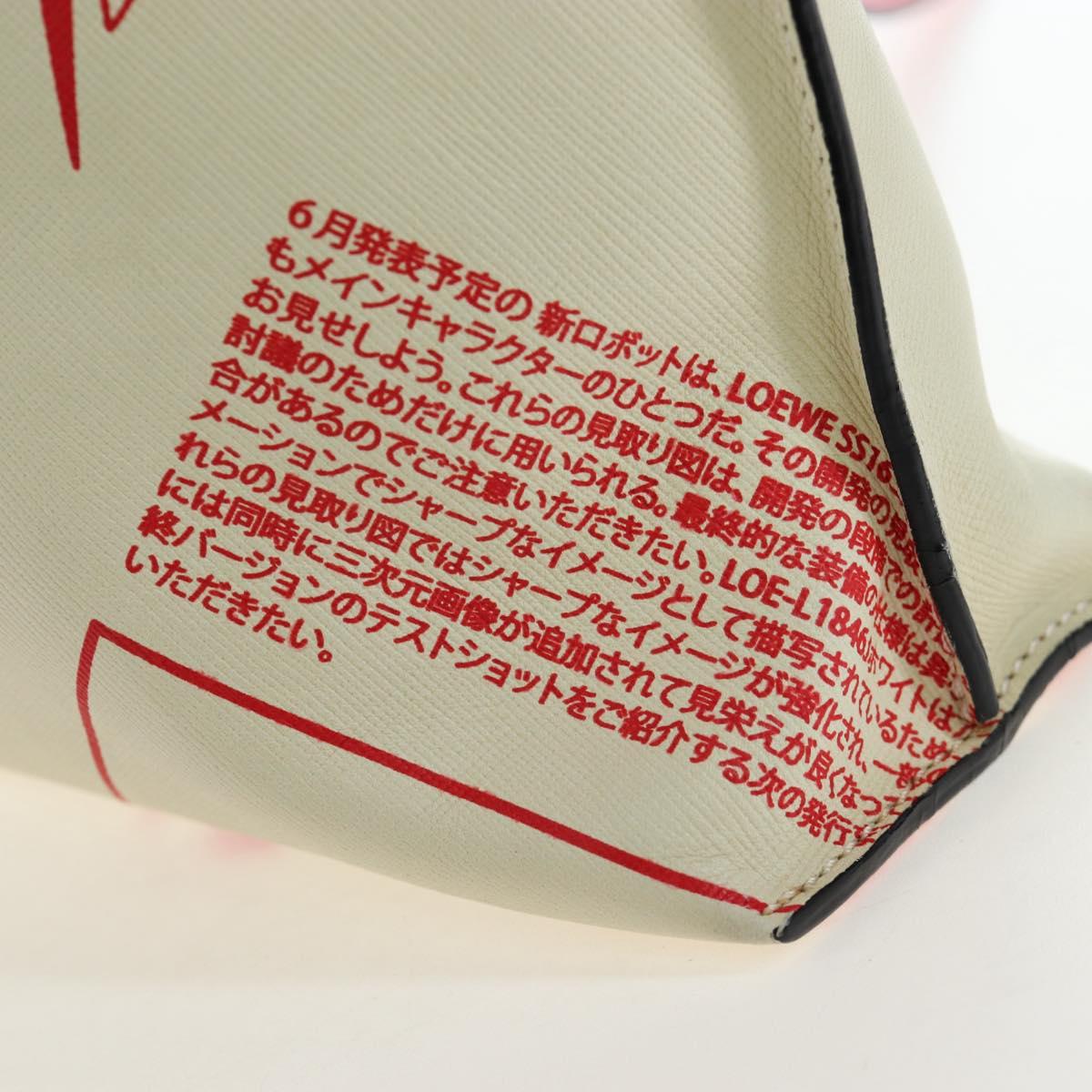 LOEWE Gundam Shoulder Bag Leather Beige Red Auth 167470M