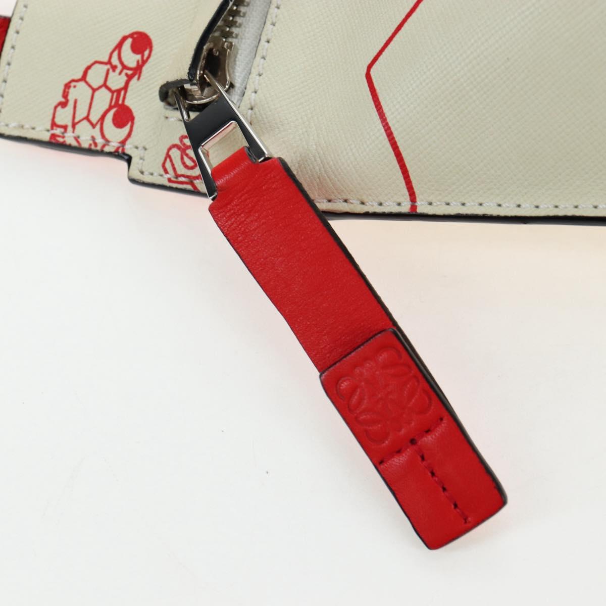 LOEWE Gundam Shoulder Bag Leather Beige Red Auth 167470M