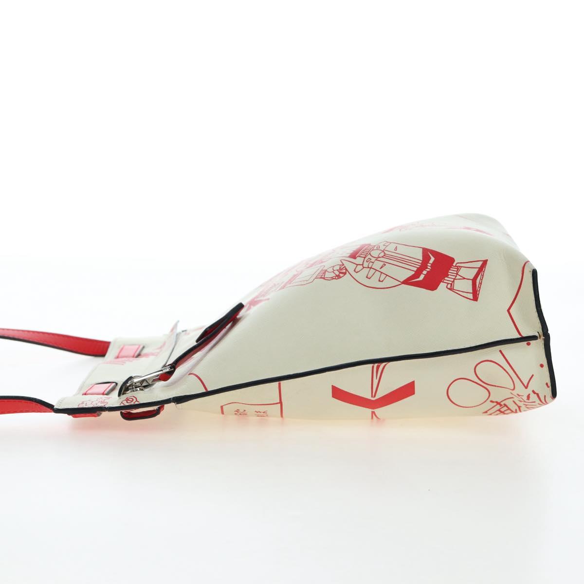 LOEWE Gundam Shoulder Bag Leather Beige Red Auth 167470M