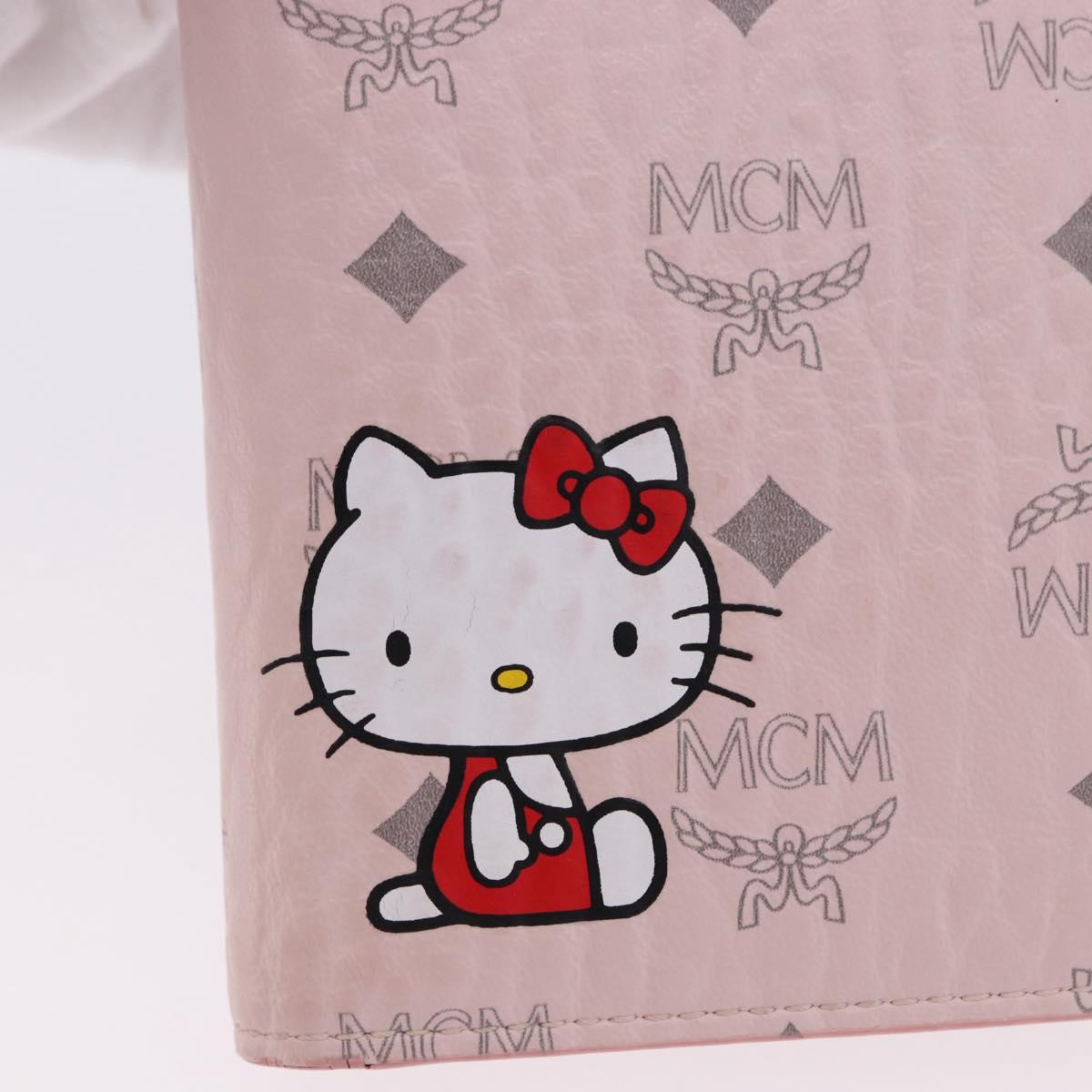 MCM Vicetos Hello Kitty Zip Card Wallet Leather Pink Gold Auth 167472SAM