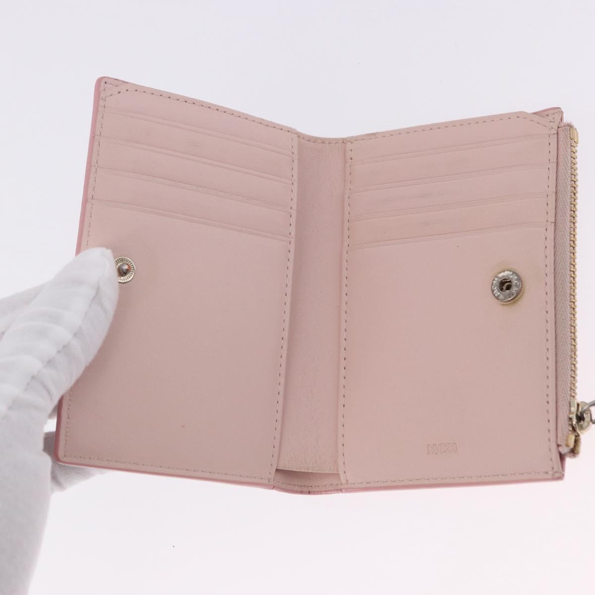 MCM Vicetos Hello Kitty Zip Card Wallet Leather Pink Gold Auth 167472SAM