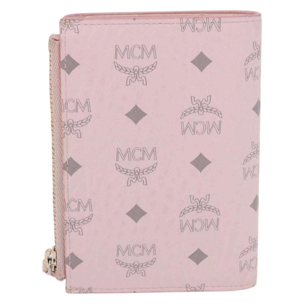 MCM Vicetos Hello Kitty Zip Card Wallet Leather Pink Gold Auth 167472SAM