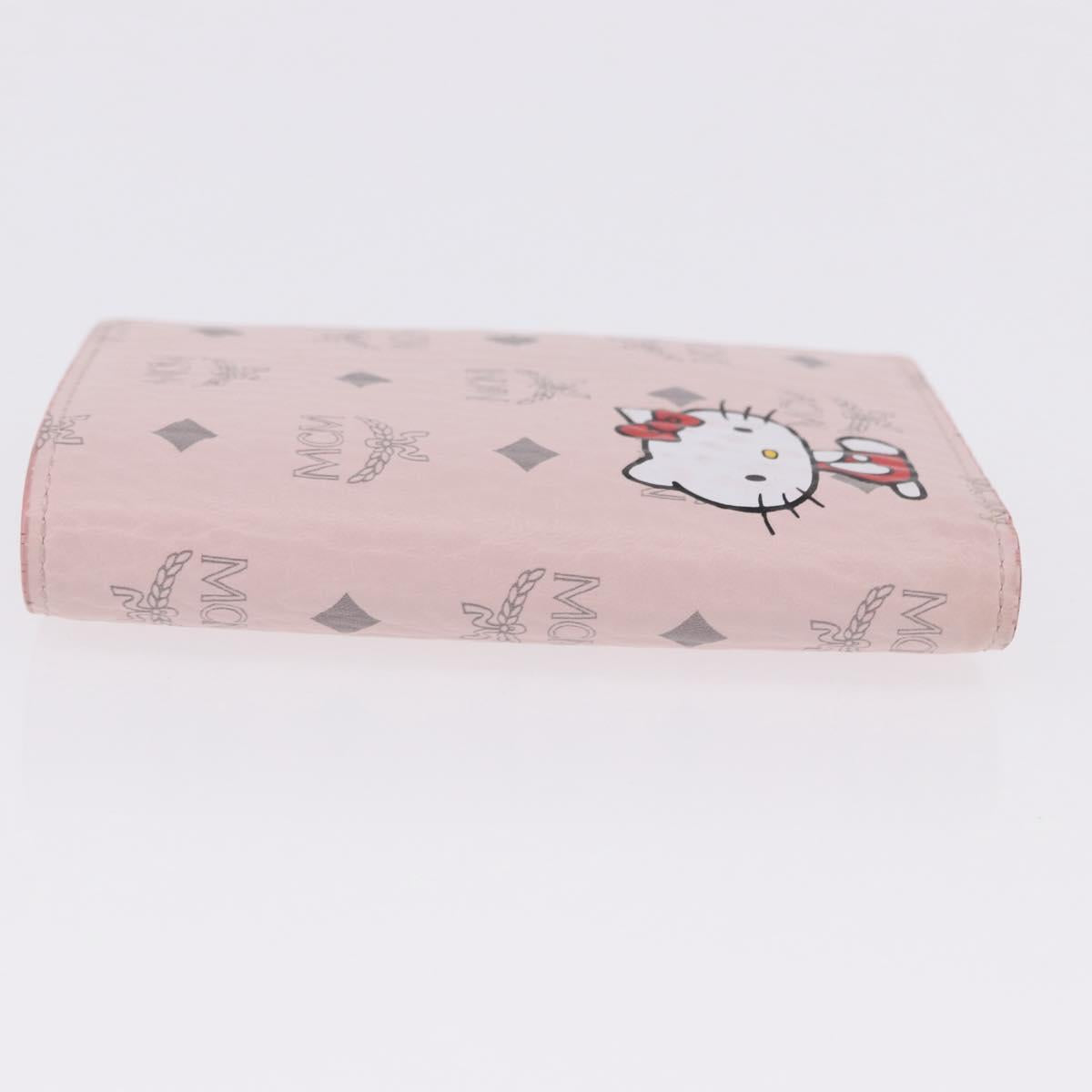 MCM Vicetos Hello Kitty Zip Card Wallet Leather Pink Gold Auth 167472SAM
