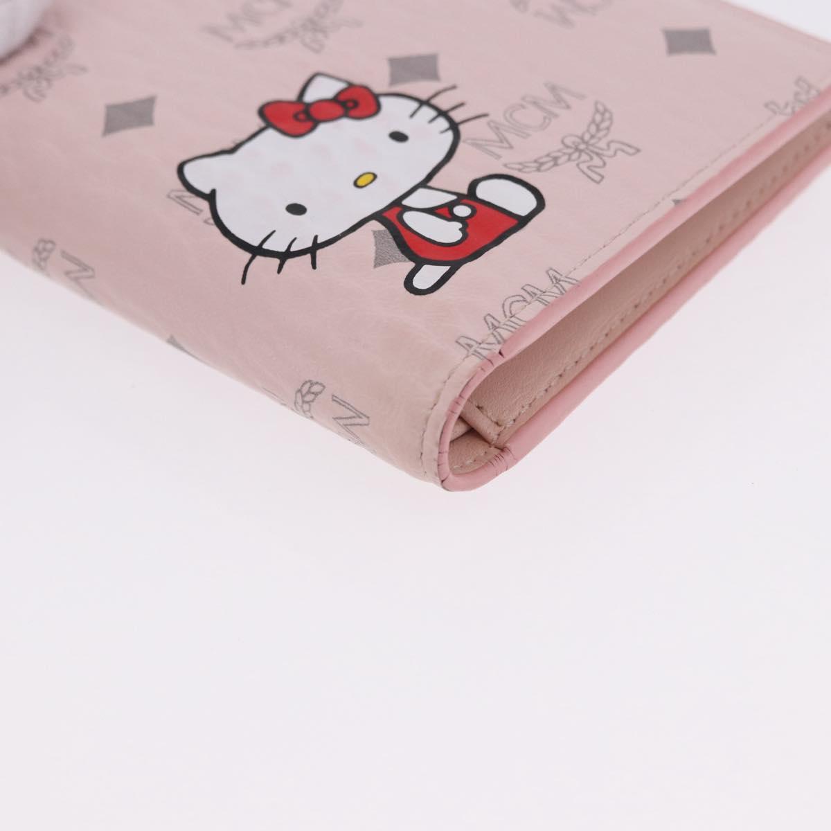 MCM Vicetos Hello Kitty Zip Card Wallet Leather Pink Gold Auth 167472SAM