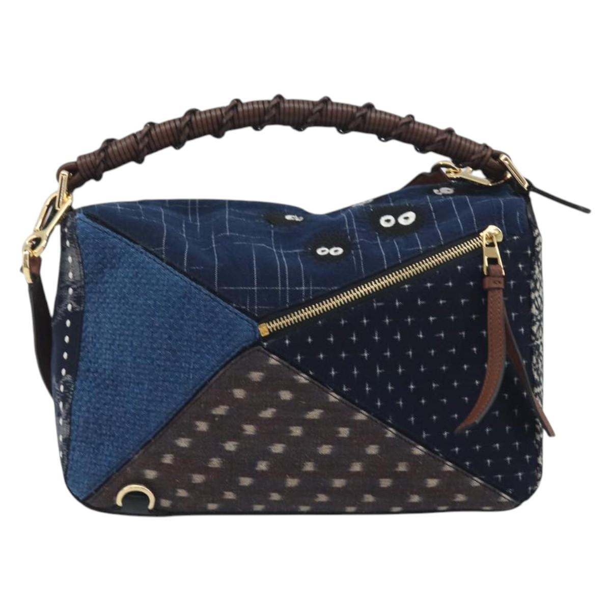 LOEWE x Studio Ghibli Puzzle Bag BORO Blue Frog Soot Sprites Blue Auth 167492SM