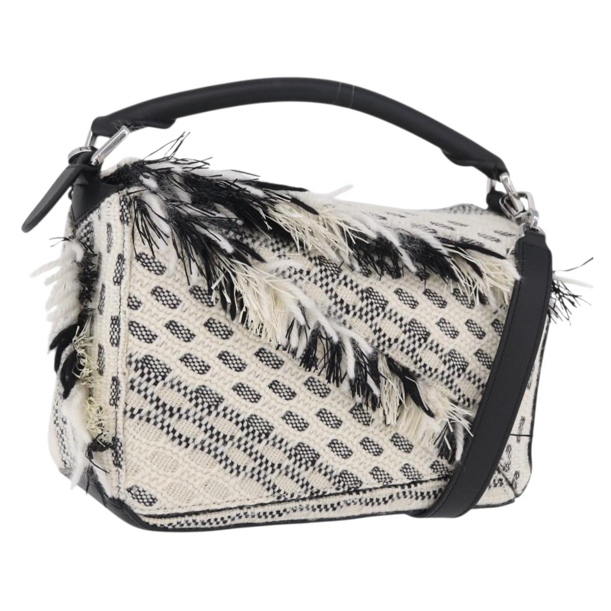 LOEWE AniAlverse Collaboration Puzzle Bag Small Cotton White Auth 167494SM