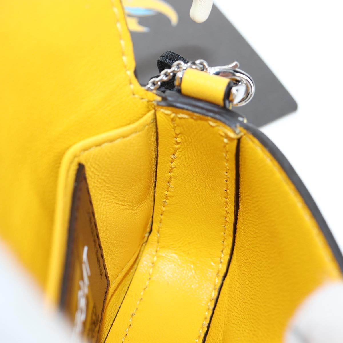 FENDI Dragonite FENDIxFRGMTxPOKÉMON Chain Bag Leather Yellow Auth 167495SM