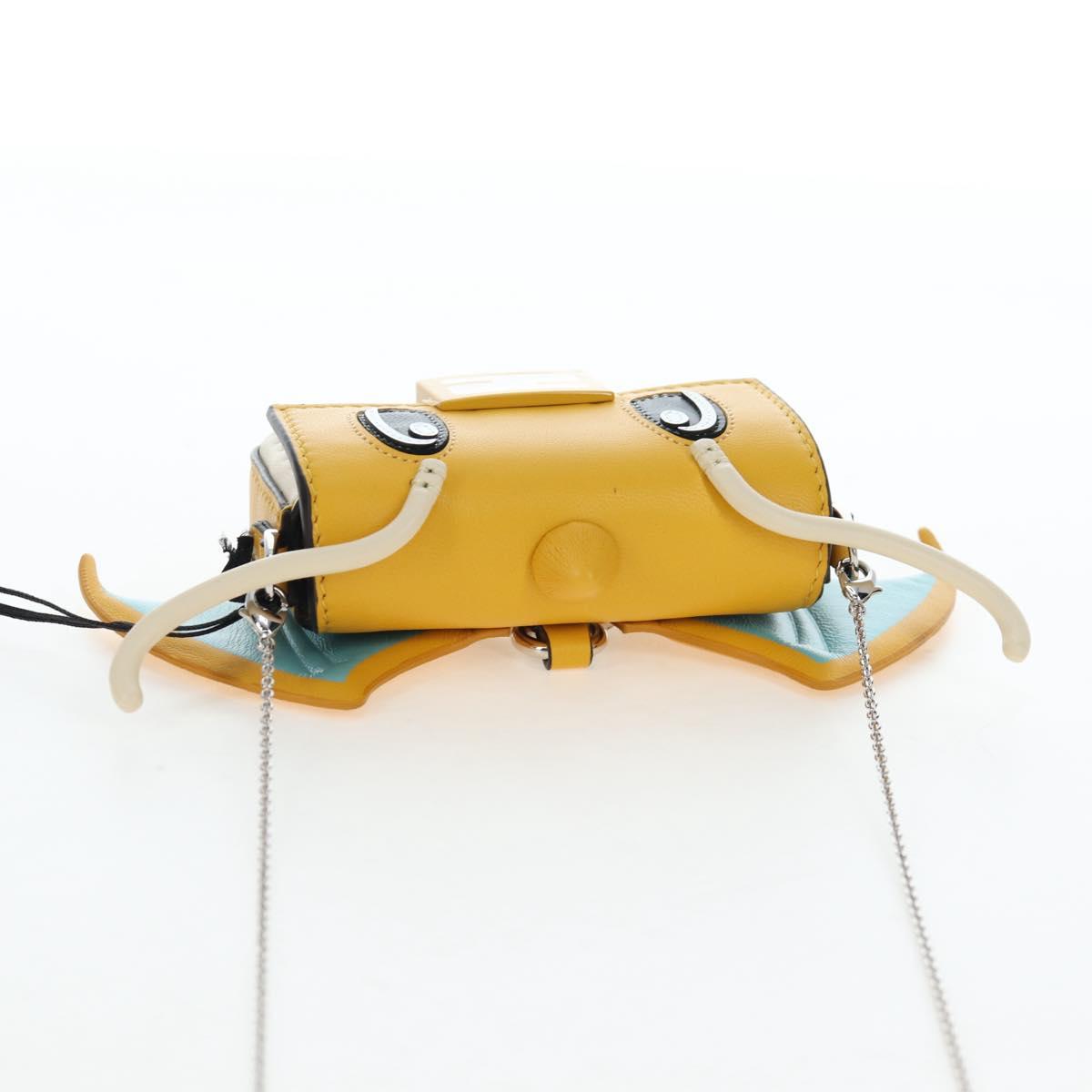 FENDI Dragonite FENDIxFRGMTxPOKÉMON Chain Bag Leather Yellow Auth 167495SM