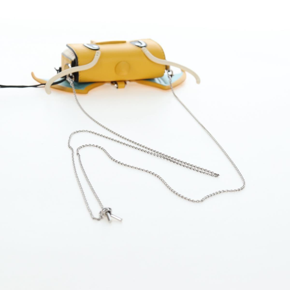FENDI Dragonite FENDIxFRGMTxPOKÉMON Chain Bag Leather Yellow Auth 167495SM