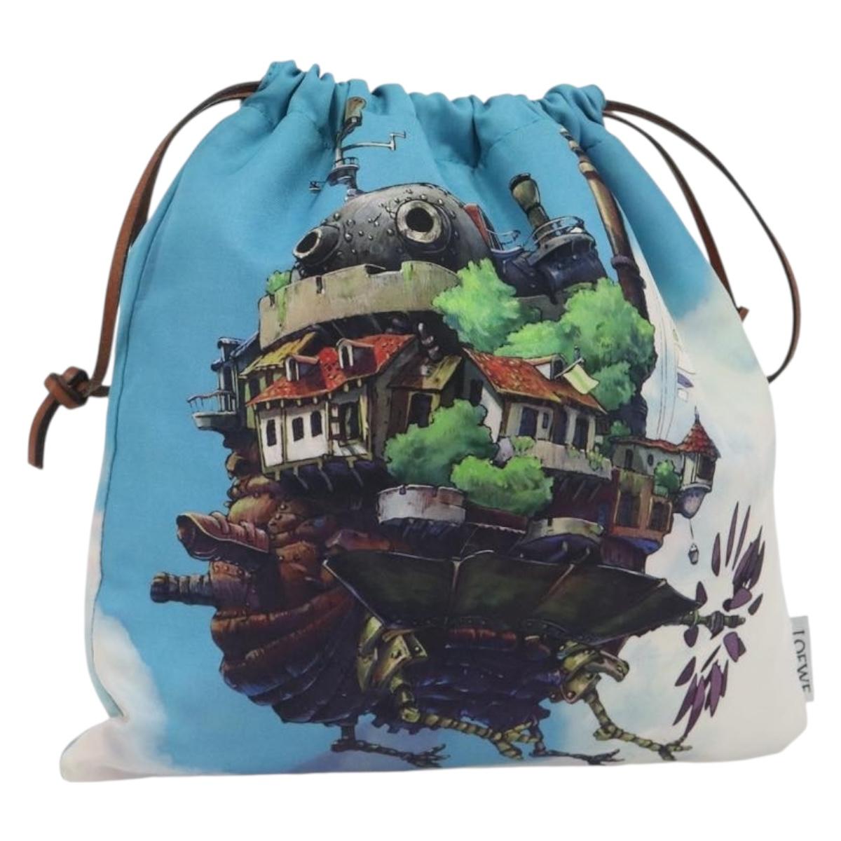 LOEWE Studio Ghibli Howl's Moving Castle Pouch Nylon Blue Auth 167498M