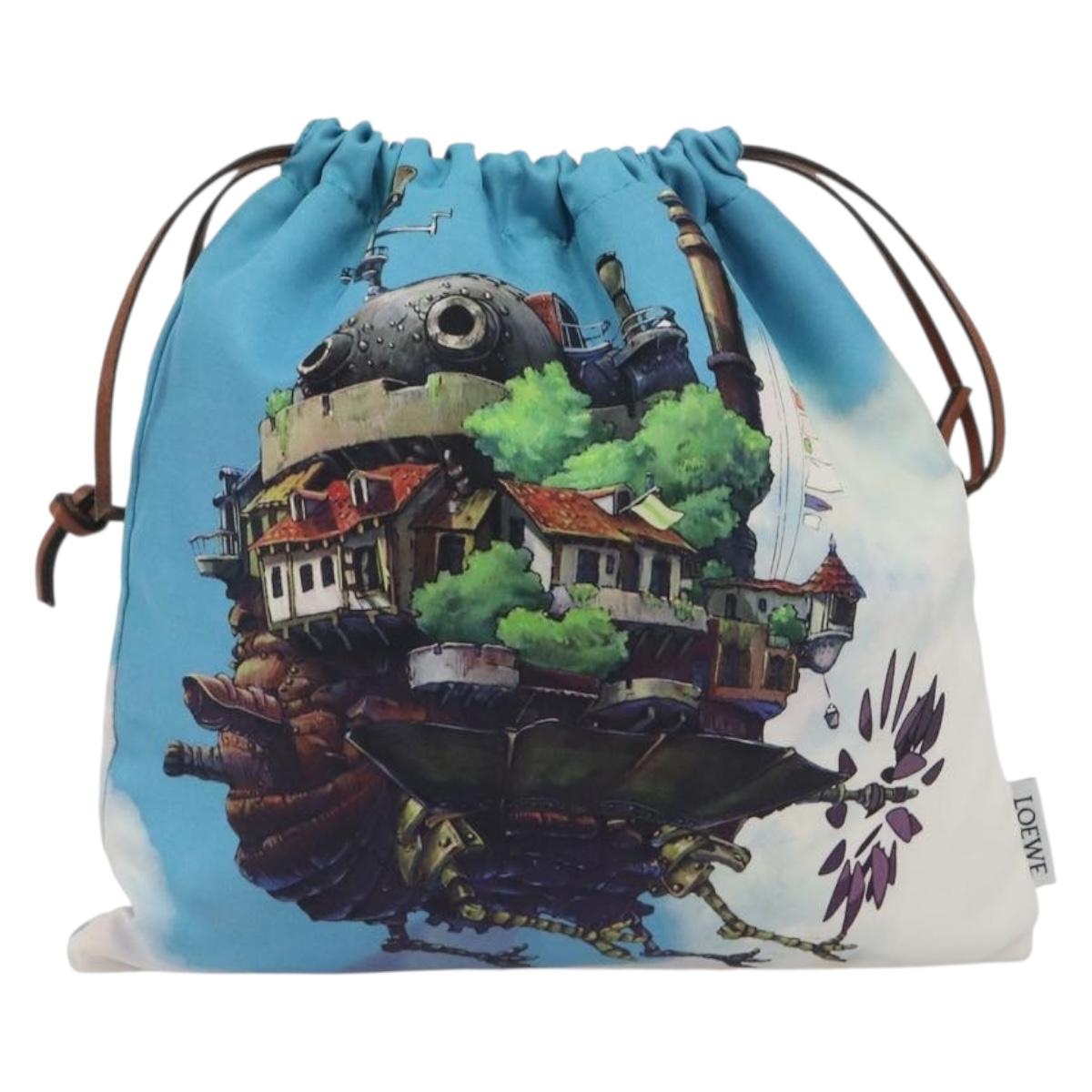 LOEWE Studio Ghibli Howl's Moving Castle Pouch Nylon Blue Auth 167498M