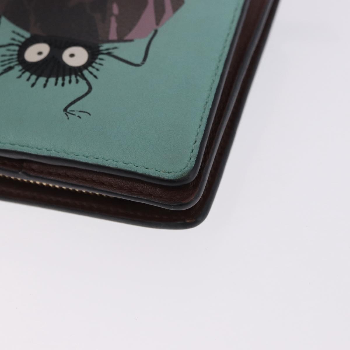 LOEWE LOEWE × Studio Ghibli Suswatari Wallet Leather Green Gold Auth 167501M