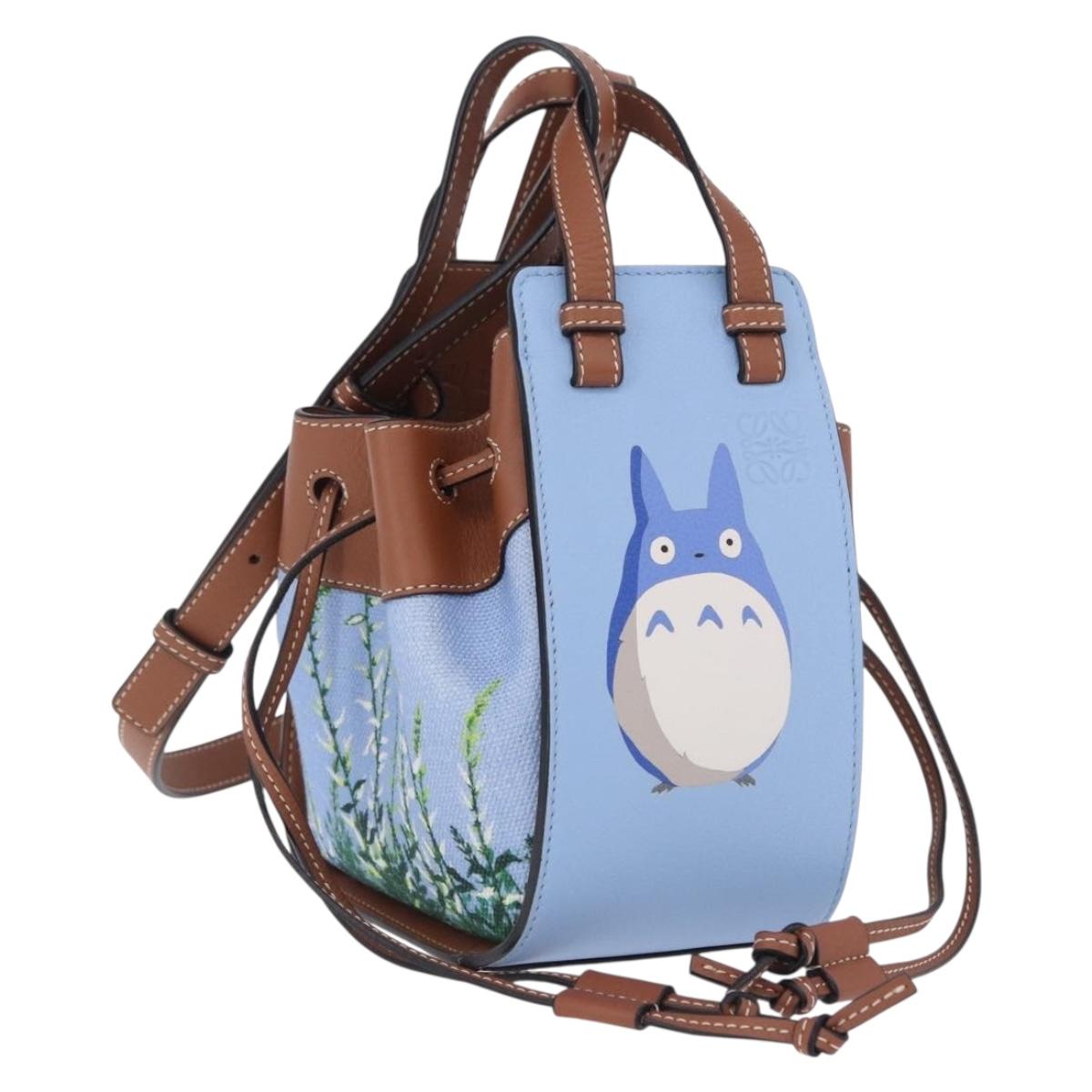 LOEWE Ghibli Collaboration Totoro Hammock Mini Bag Leather Blue Auth 167503SM