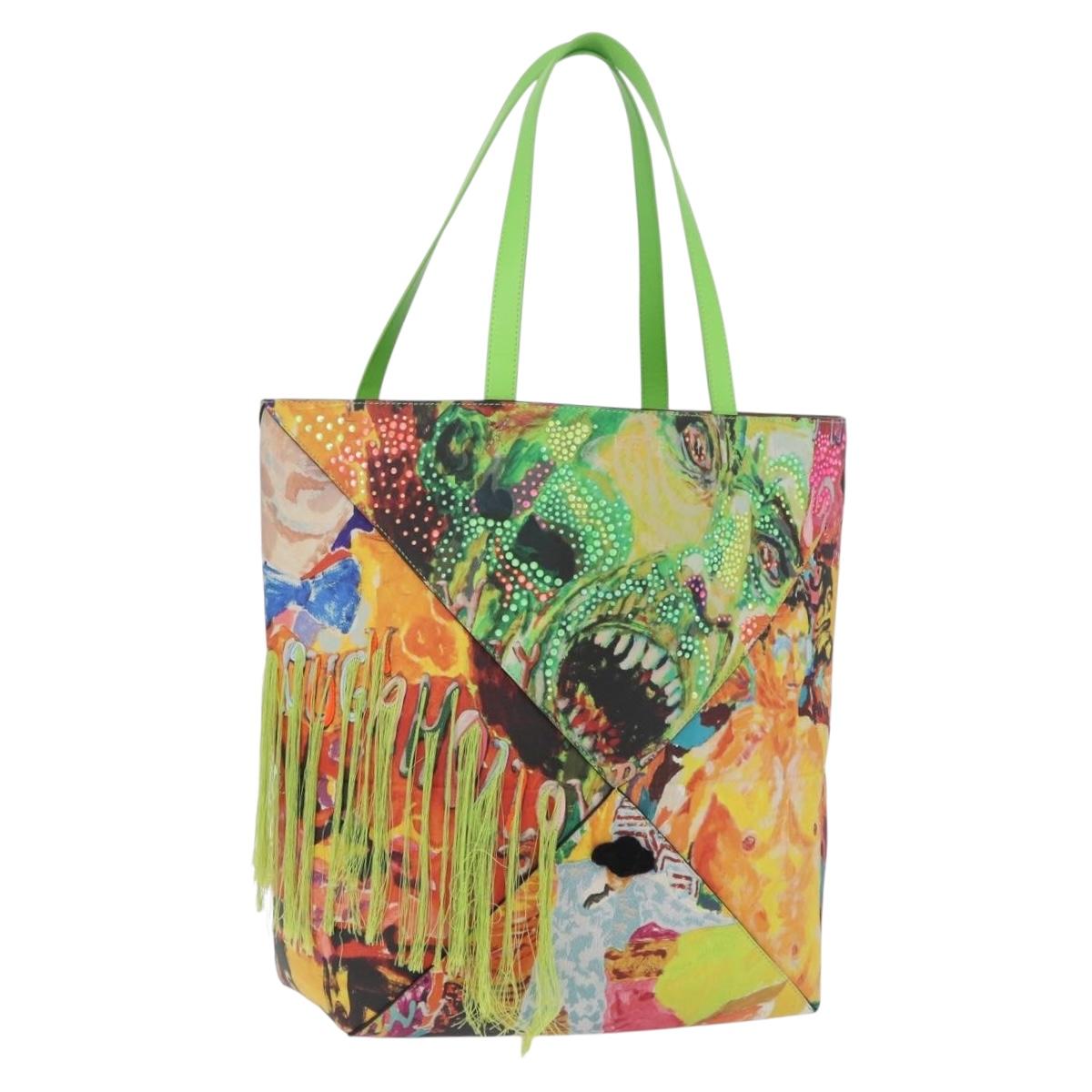 LOEWE Puzzlefold Tote XL Leather Richard Hawkins Green Chrome Auth 167531SM