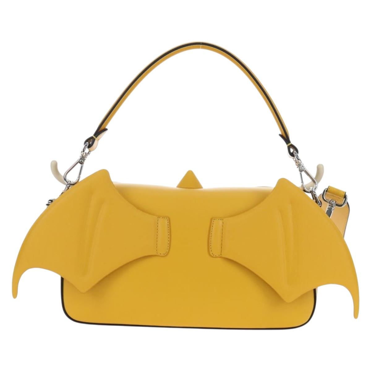 FENDI Dragonite FENDIxFRGMTxPOKÉMON Mamma Baguette Leather Yellow Auth 167542SM