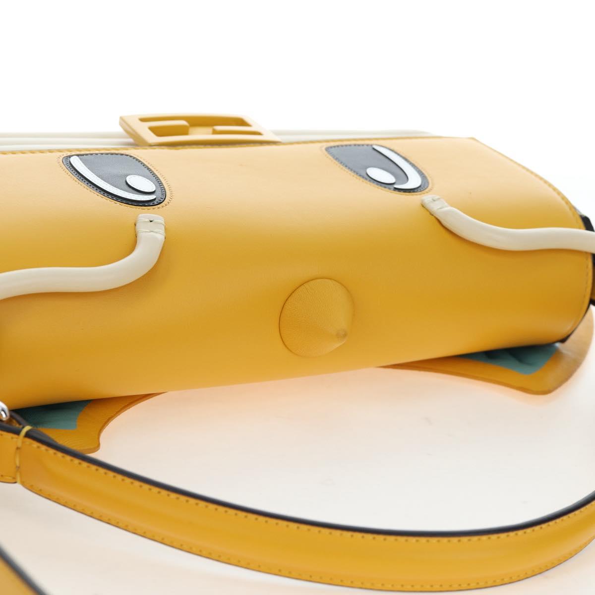 FENDI Dragonite FENDIxFRGMTxPOKÉMON Mamma Baguette Leather Yellow Auth 167542SM