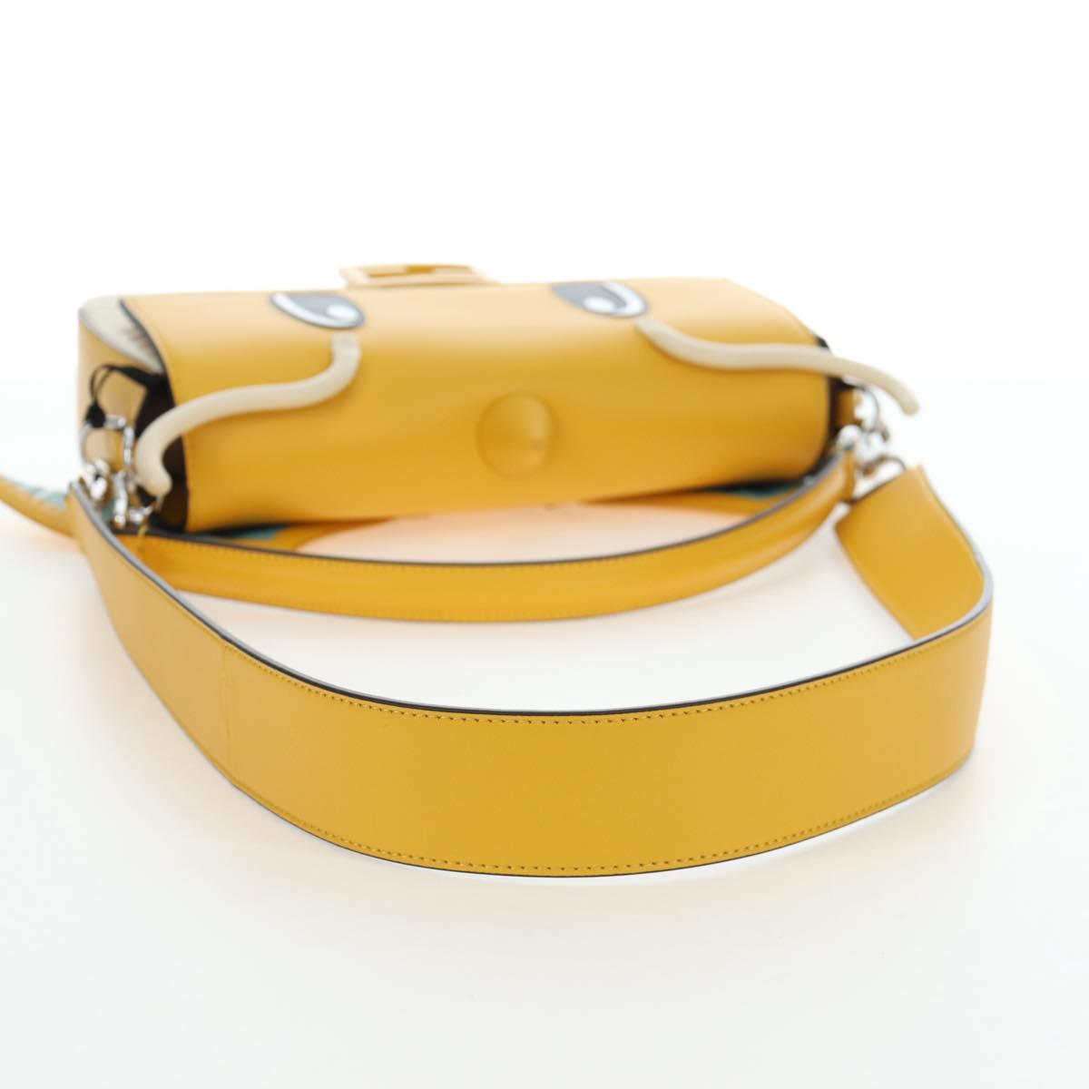 FENDI Dragonite FENDIxFRGMTxPOKÉMON Mamma Baguette Leather Yellow Auth 167542SM