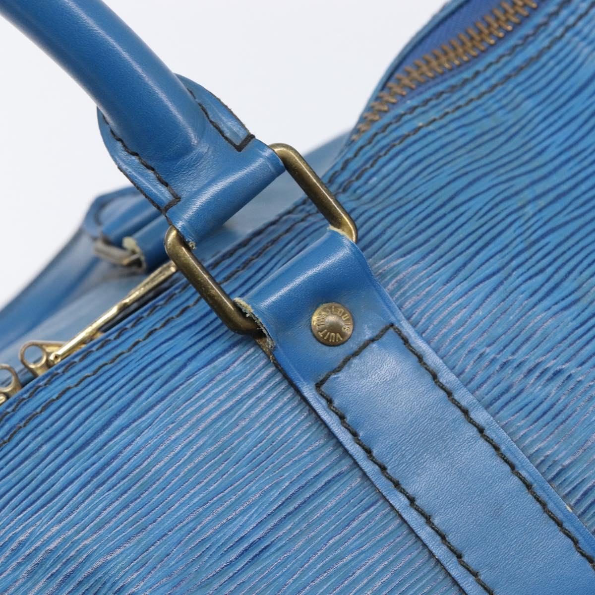 LOUIS VUITTON Epi Keepall 45 Boston Bag Blue M42975 LV Auth 167543
