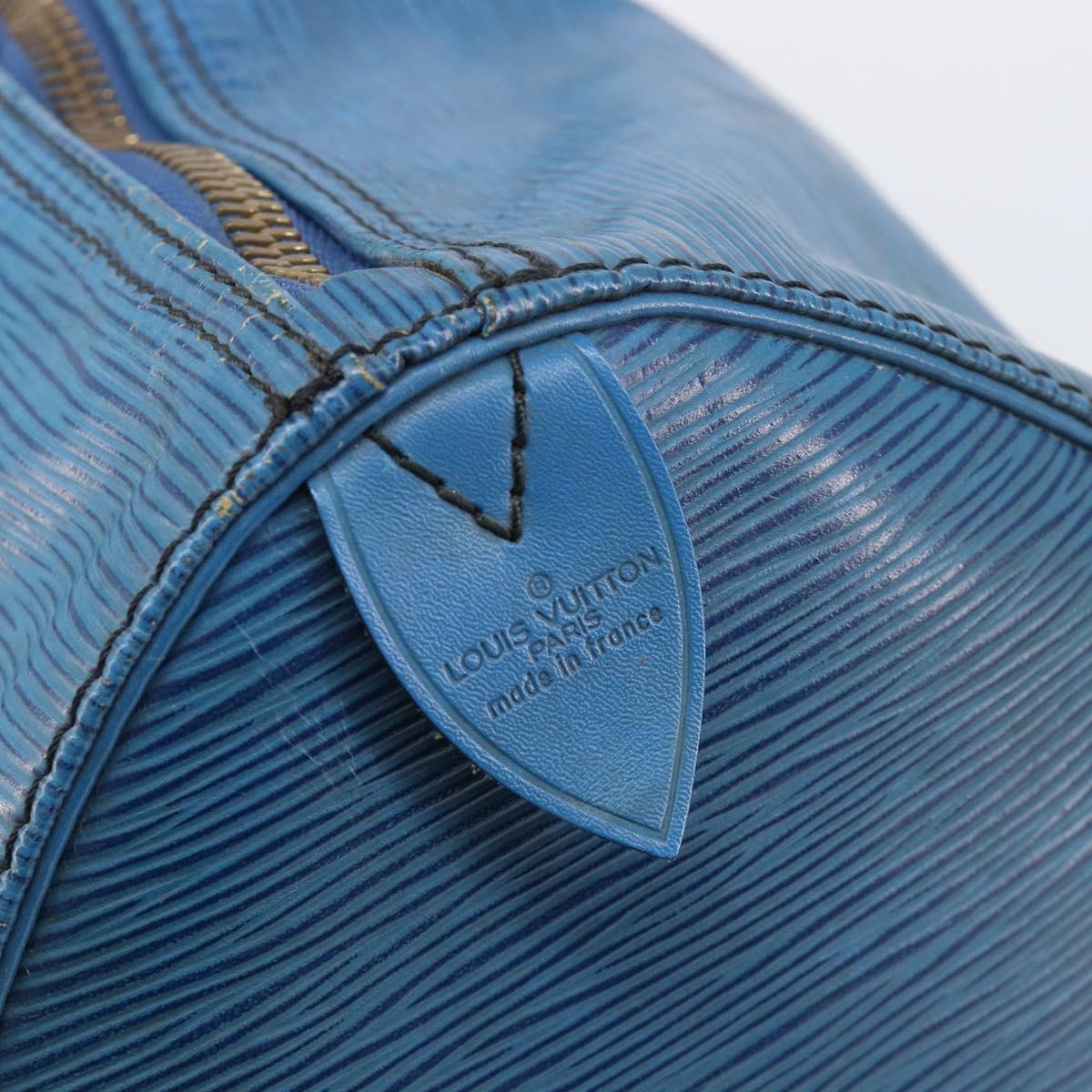 LOUIS VUITTON Epi Keepall 45 Boston Bag Blue M42975 LV Auth 167543