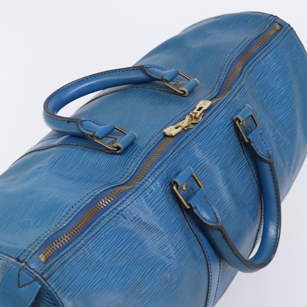 LOUIS VUITTON Epi Keepall 45 Boston Bag Blue M42975 LV Auth 167543