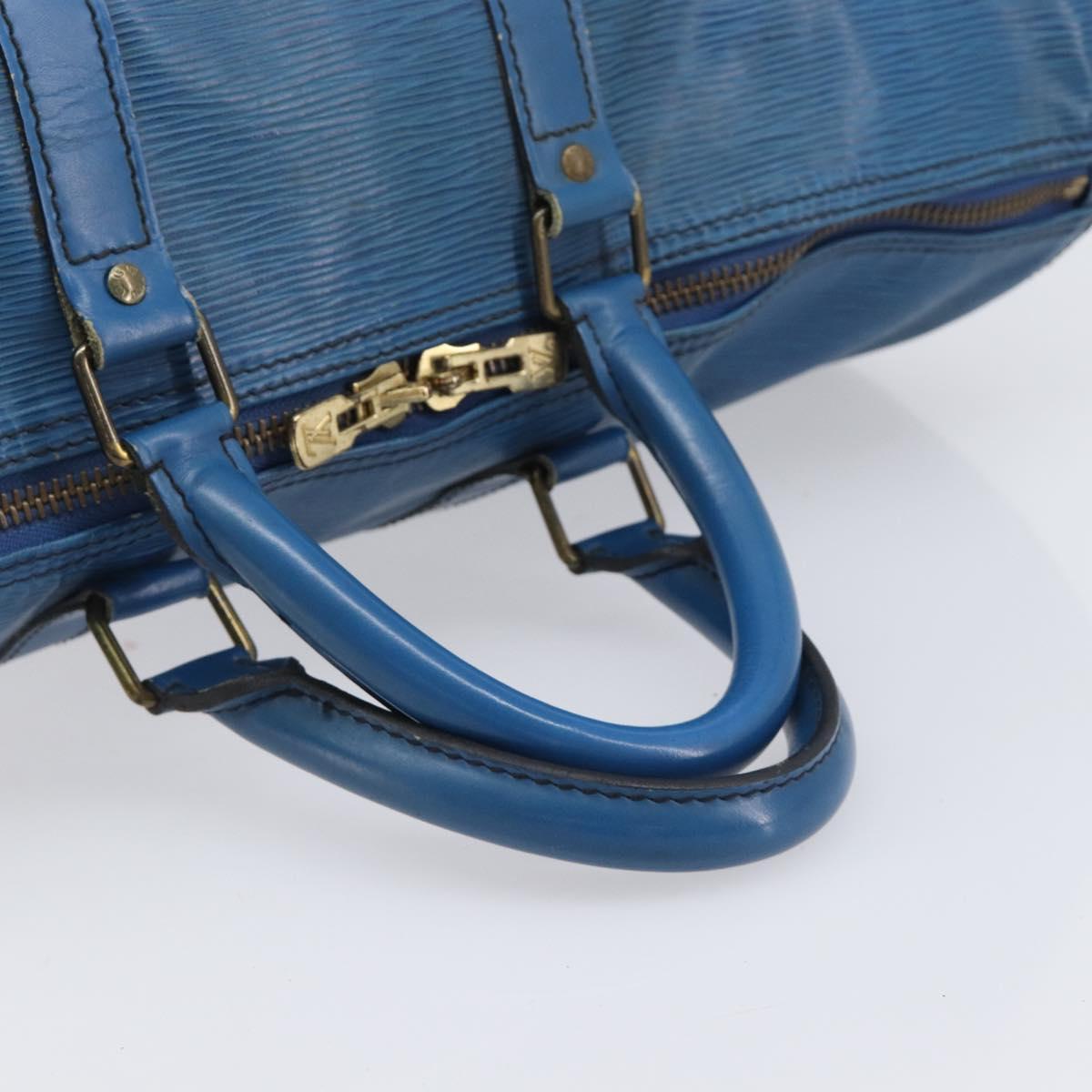 LOUIS VUITTON Epi Keepall 45 Boston Bag Blue M42975 LV Auth 167543