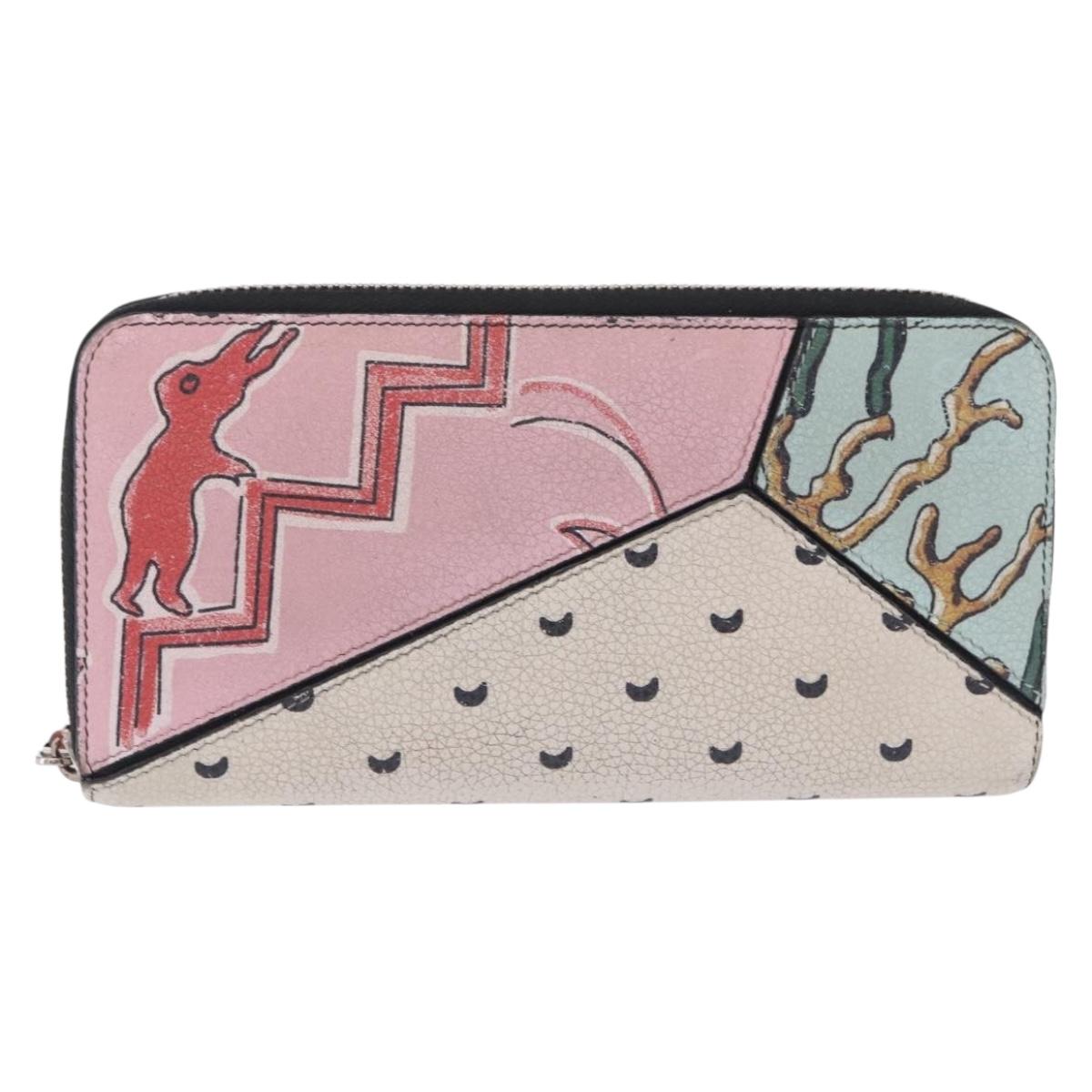 LOEWE Long Wallet Leather Multicolor Silver 261812 Auth 167546A