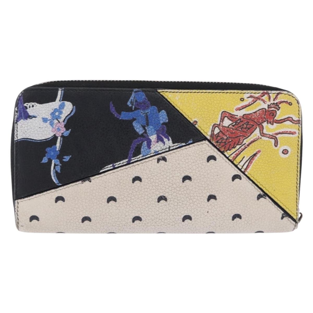 LOEWE Long Wallet Leather Multicolor Silver 261812 Auth 167546A