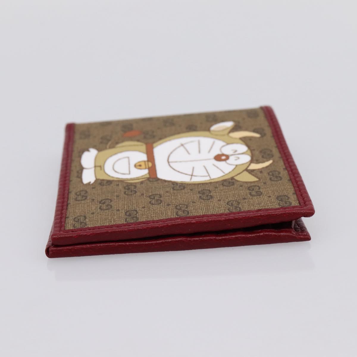 GUCCI x Doraemon Cow Doraemon Wallet Micro GG PVC Beige 654498 Auth 167547SAM
