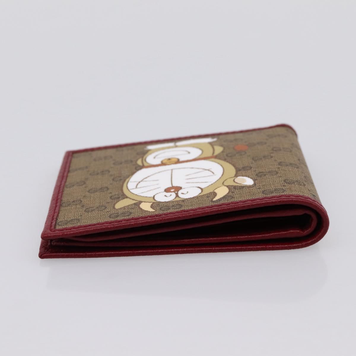 GUCCI x Doraemon Cow Doraemon Wallet Micro GG PVC Beige 654498 Auth 167547SAM