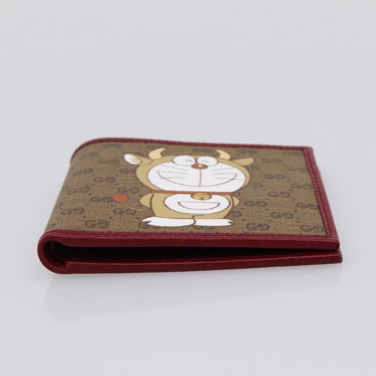 GUCCI x Doraemon Cow Doraemon Wallet Micro GG PVC Beige 654498 Auth 167547SAM